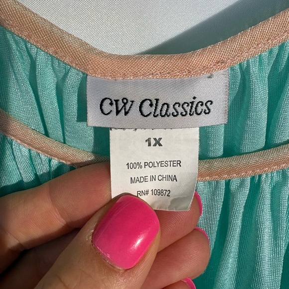 Vintage CW Classics Turquoise Nightgown - Size 1X - Picture 3 of 5